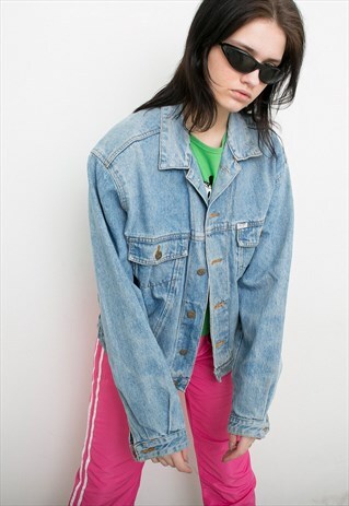 VINTAGE WASHED OUT LIGHT DENIM JACKET BLUE JEANS JACKET