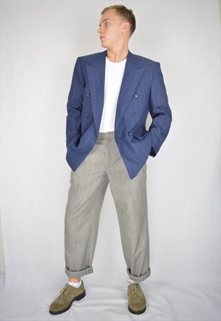 VINTAGE BLUE STRIPED CLASSIC PARTY BLAZER