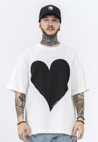 KALODIS VINTAGE HIGH STREET BIG HEART PRINT T-SHIRT