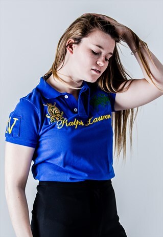 VINTAGE RALPH LAUREN PREPPY POLO SHIRT IN BLUE