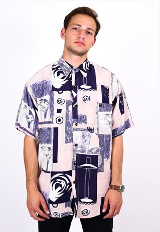 VINTAGE 90S ABSTRACT SHORT SLEEVE SHIRT