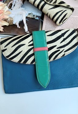 Blue Zebra Print Nephele Sustainable Leather Cross Body