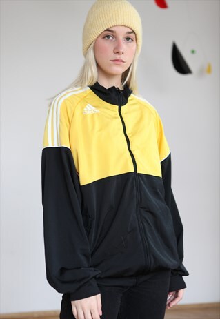 Vintage 80 S Adidas Tracksuit Top Black Yellow Luckygirlvintage