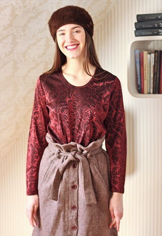 RED GLITTERY SPARKLY TOP BLOUSE