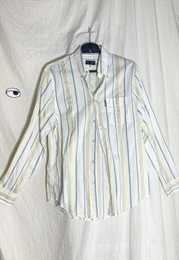 Vintage Armani Shirt 90s Business Striped Top in White