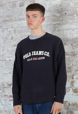 VINTAGE POLO RALPH LAUREN CREW NECK SPELL OUT SWEATER