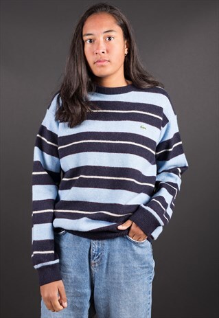 BLUE STRIPED KNIT LACOSTE JUMPER