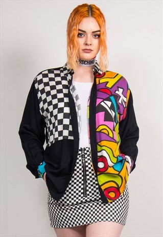 VINTAGE 90'S COLOURFUL CHECKERBOARD PATTERN SHIRT