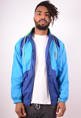 PUMA MENS VINTAGE TRACKSUIT TOP JACKET LARGE BLUE 90S