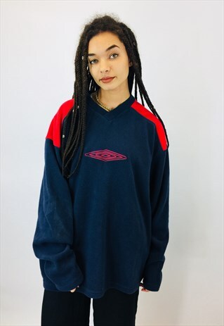 VINTAGE UMBRO EMBROIDERED OVERSIZED FLEECE SWEATSHIRT