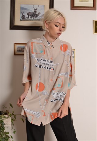 VINTAGE 90S CRAZY PATTERN ABSTRACT FESTIVAL SHIRT