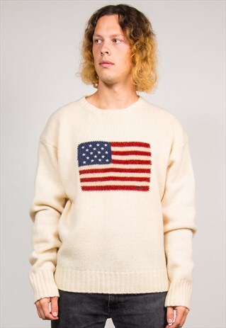 90'S VINTAGE POLO RALPH LAUREN USA FLAG KNIT JUMPER