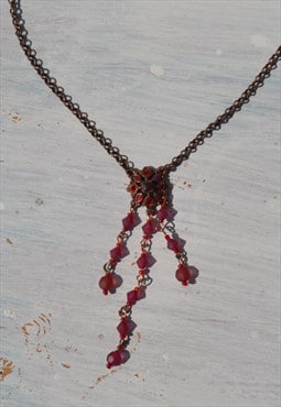 Deadstock bronze metallic/glass crystals/plastic necklace