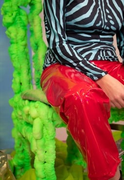 Red Holographic PVC Trousers