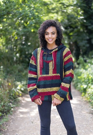 UNISEX BAJA HOODIE HIPPIE JUMPER RASTA MENS LADIES