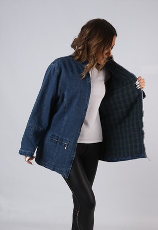 VINTAGE DENIM JACKET LINED OVERSIZED FITTED UK 16 XL (AEW)