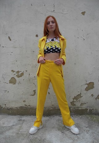 sunflower print trousers