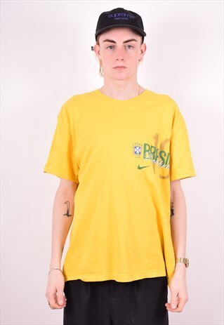 NIKE MENS VINTAGE T-SHIRT TOP XXL YELLOW 90'S