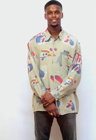1990'S VINTAGE OVERSIZED ABSTRACT PRINT SHIRT