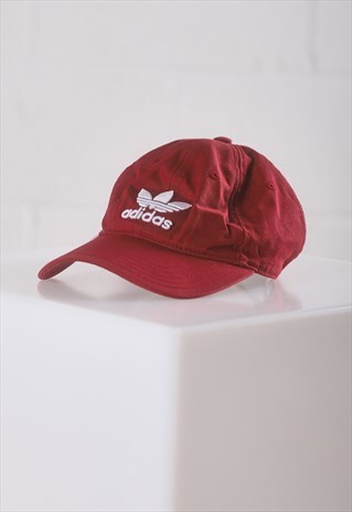 VINTAGE ADIDAS ORIGINALS CAP IN BURGUNDY SUMMER BASEBALL HAT