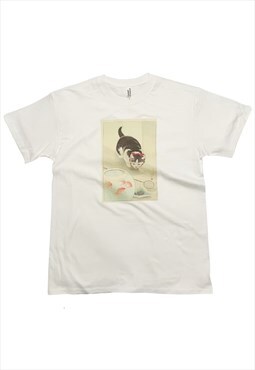 Ohara Koson Cat and Bowl of Goldfish Vintage Art T-Shirt