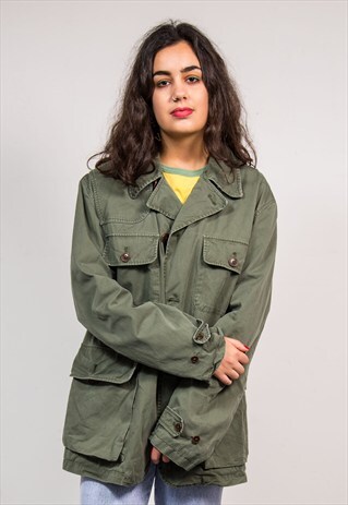 VINTAGE 90'S RALPH LAUREN KHAKI GREEN MILITARY STYLE JACKET