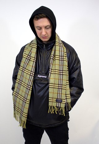 VINTAGE BURBERRY TRADITIONAL CASHMERE CHECKED SCARF