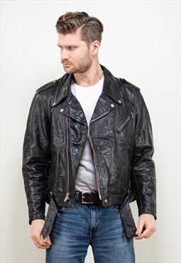 Vintage 60's Brooks Leather Biker Jacket in Black