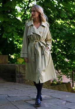 Vintage 90's Oversize Double Breasted Trench Coat in Beige M