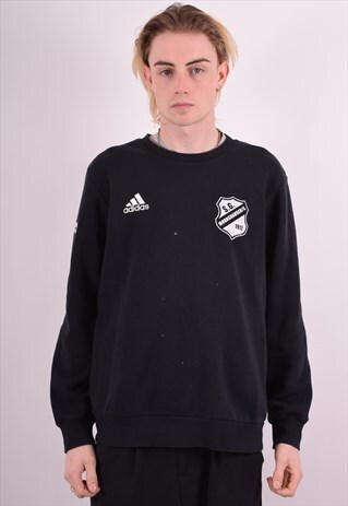 ADIDAS MENS VINTAGE SWEATSHIRT JUMPER MEDIUM BLACK 90S