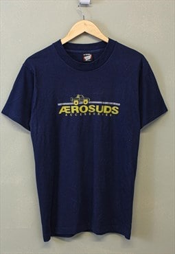 Vintage Aerosuds T Shirt Navy Short Sleeve With Graphic 90s