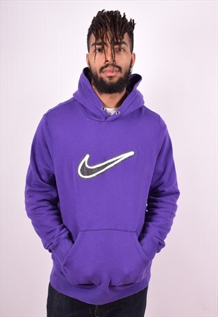 NIKE MENS VINTAGE HOODIE JUMPER LARGE PURPLE 90'S