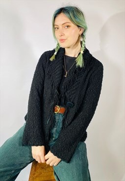 Vintage Size S 90s Knitted Cardigan in Black