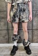 TIE-DYE FLEECE JOGGERS DETACHABLE HANDMADE GRUNGE OVERALLS 