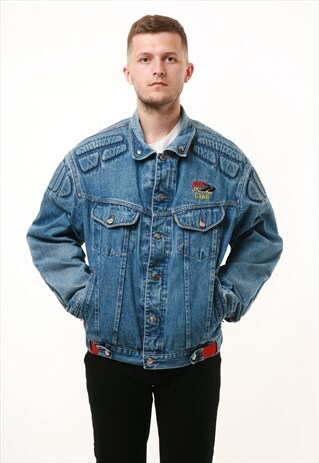 VINTAGE PROTECTED GIALI 21C MOTOCYCLES DENIM JACKET 14707
