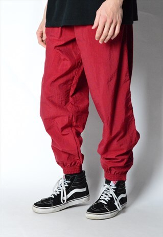 VINTAGE 90S RED BURGUNDY SHELL PANTS