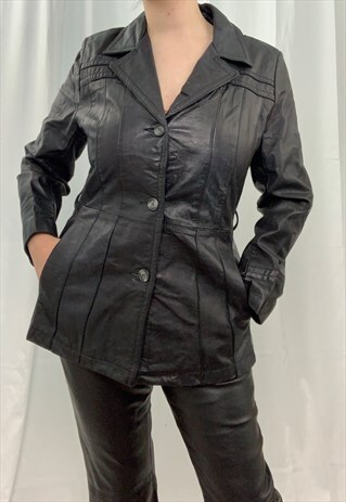 VINTAGE 90S BLACK LEATHER JACKET