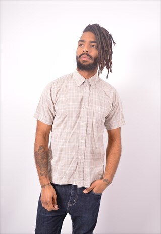 VINTAGE FRED PERRY SHIRT CHECK GREY