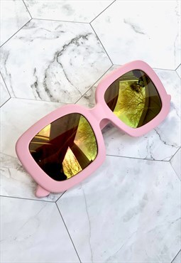 90s Pink Oversized Square Sunglasses Vintage Accessories 