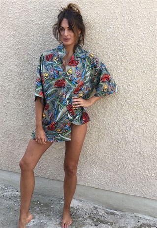 PATTERNED OVERSIZED RETRO VINTAGE UNISEX FESTIVAL SHIRT