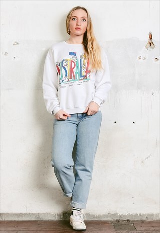 VINTAGE 80S GRAPHIC PRINT AUSTRALIA SWEATSHIRT