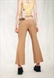 VINTAGE FLARE TROUSERS 90S HIGH RISE STRETCHY PANTS IN BROWN