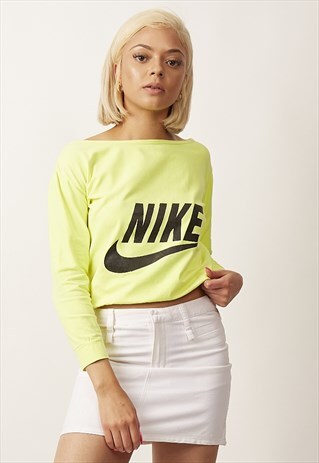 VINTAGE 90'S NEON GREEN NIKE BOAT NECK TOP