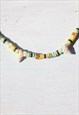HANDMADE 90S SHELLS/WOOD/CERAMIC BEADED CORD NECKLACE.