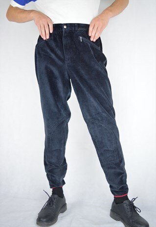 VINTAGE CORDUROY DARK BLUE 80'S JOGGER TROUSERS