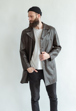 VINTAGE 90S MINIMAL JACKET IN BROWN LEATHER