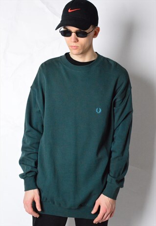 VINTAGE 90S DARK GREEN FRED PERRY SWEATSHIRT