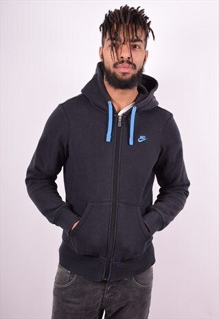 NIKE MENS VINTAGE HOODIE JACKET SMALL BLACK 90'S