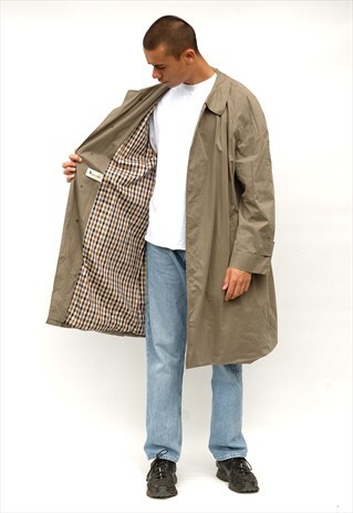 VINTAGE AQUASCUTUM TRENCH COAT, OLIVE GREEN