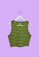REWORKED VINTAGE ADIDAS GREEN STRIPE 90S TANK CROP TOP
